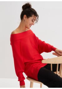 bonprix - Sweter off-shoulder. Kolor: czerwony