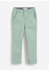 bonprix - Spodnie chino Slim Fit Straight ze stretchem. Kolor: zielony