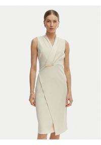 Rinascimento Sukienka koktajlowa CFC0128108003 Beżowy Slim Fit. Kolor: beżowy. Materiał: syntetyk. Styl: wizytowy #1
