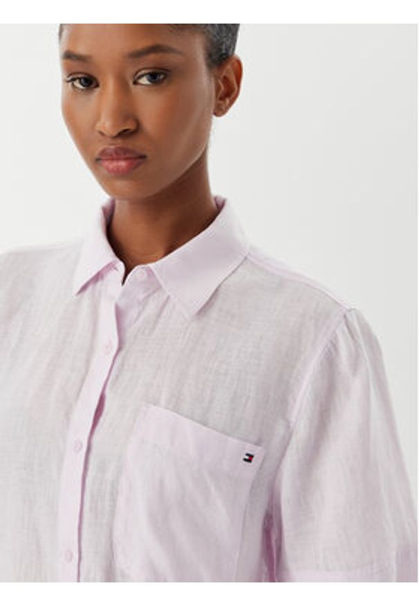 TOMMY HILFIGER - Tommy Hilfiger Koszula WW0WW48925 Fioletowy Relaxed Fit. Kolor: fioletowy. Materiał: len