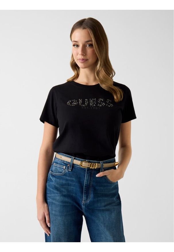 Guess T-Shirt 182375 Czarny Classic Fit. Kolor: czarny