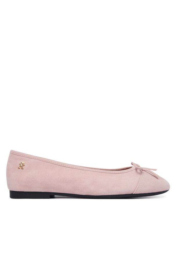 TOMMY HILFIGER - Tommy Hilfiger Baleriny Th Monogram Suede Ballerinas FW0FW09357 Różowy. Kolor: różowy. Materiał: skóra