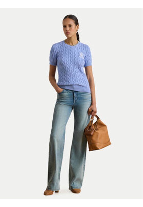 Lauren Ralph Lauren - LAUREN RALPH LAUREN Sweter 200P07025003 Błękitny Relaxed Fit. Kolor: niebieski. Materiał: bawełna