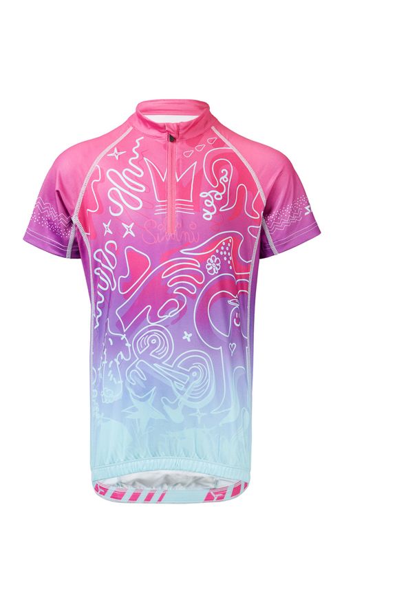 Koszulka na rower dla dzieci Silvini Scrivia. Kolor: niebieski, różowy, wielokolorowy. Sport: kolarstwo