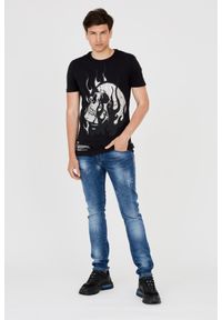 Philipp Plein - PHILIPP PLEIN Męski t-shirt z czaszką w płomieniach, Rozmiar XXL. Kolor: czarny #5