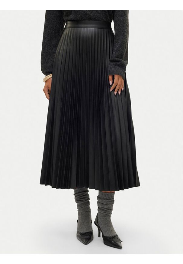 Vero Moda Spódnica z imitacji skóry Bella Holly 10319036 Czarny Regular Fit. Kolor: czarny. Materiał: skóra