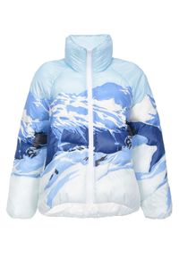 Pinko - PINKO - Pikowana kurtka z nadrukiem górskim. Okazja: na spacer. Kolor: niebieski. Materiał: nylon. Wzór: nadruk. Sezon: zima #5