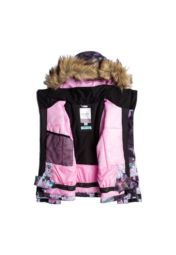 Roxy - Kurtka snowboardowa dziecięca ROXY Jet Ski Girl. Kolor: czarny. Sezon: zima. Sport: snowboard