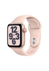 APPLE Watch SE Cellular 44mm (Złoty z opaską sportową w kolorze różowym). Rodzaj zegarka: smartwatch. Kolor: złoty, wielokolorowy, różowy. Styl: sportowy #1
