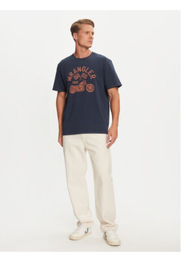 Wrangler T-Shirt Americana 112357436 Granatowy Regular Fit. Kolor: niebieski. Materiał: bawełna