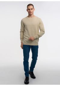Ochnik - Sweter męski. Kolor: beżowy. Materiał: bawełna