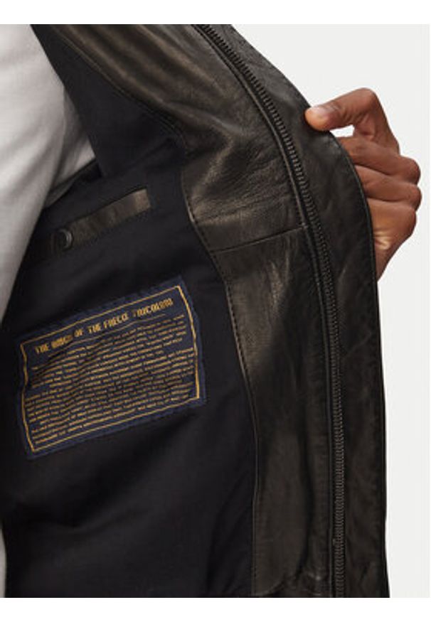 Aeronautica Militare Kurtka skórzana 261PN5057U100839 Czarny Regular Fit. Kolor: czarny. Materiał: skóra