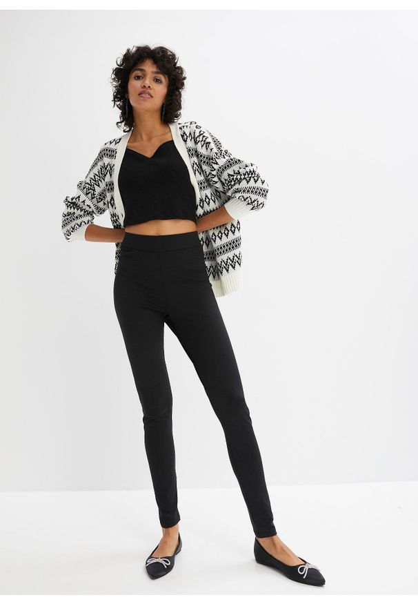 bonprix - Legginsy termiczne high waist, z szerokim, wygodnym paskiem. Stan: podwyższony. Kolor: czarny