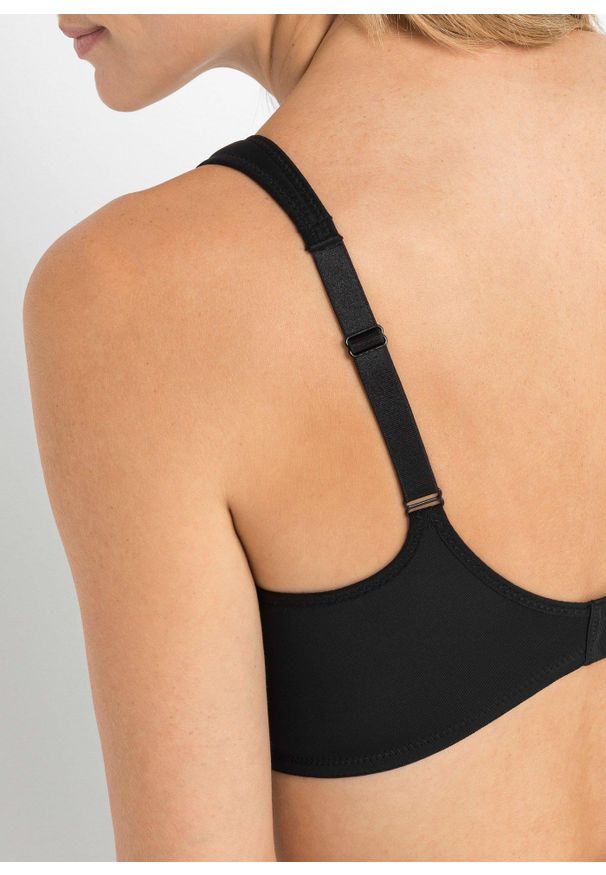 bonprix - Biustonosz minimizer z wyściełanymi ramiączkami. Kolor: czarny. Rodzaj stanika: różne sposoby noszenia, wyściełane miseczki