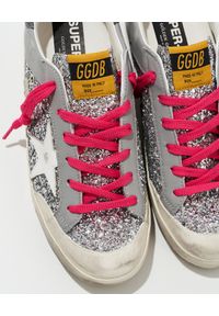 GOLDEN GOOSE - Szaro-brokatowe sneakersy Super Star. Kolor: szary. Materiał: guma. Szerokość cholewki: normalna. Wzór: aplikacja, napisy #7