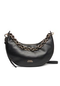 TOMMY HILFIGER - Tommy Hilfiger Torebka Moon Leather Crossover AW0AW17467 Czarny. Kolor: czarny. Materiał: skórzane
