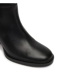 TOMMY HILFIGER - Tommy Hilfiger Kozaki Stacked Heel Leather Long Boot FW0FW08865 Czarny. Kolor: czarny. Materiał: skóra #3