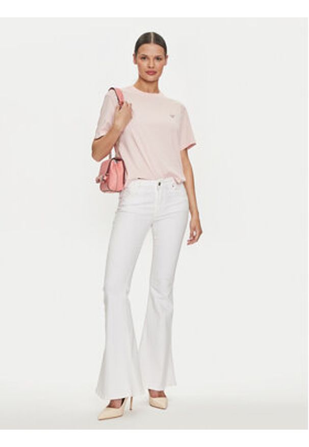 Guess Jeans T-Shirt W4YI05 K8HM0 Różowy Regular Fit. Kolor: różowy. Materiał: bawełna