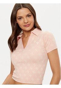 Guess Polo V5RP03 Z3LF0 Różowy Regular Fit. Typ kołnierza: polo. Kolor: różowy. Materiał: syntetyk