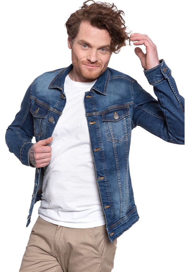 Blend - BLEND DENIM JACKET 20705639 76201. Kolor: niebieski. Materiał: denim