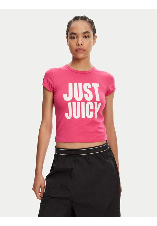 Juicy Couture T-Shirt Just Juicy JCGCT125040 Różowy Slim Fit. Kolor: różowy. Materiał: bawełna