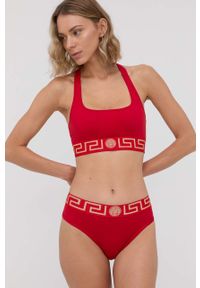 VERSACE - Versace Biustonosz kolor czerwony gładki. Kolor: czerwony. Materiał: dzianina. Rodzaj stanika: odpinane ramiączka. Wzór: gładki