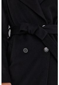 Guess Płaszcz wełniany kolor czarny przejściowy. Okazja: na co dzień. Kolor: czarny. Materiał: wełna. Styl: casual, klasyczny #4