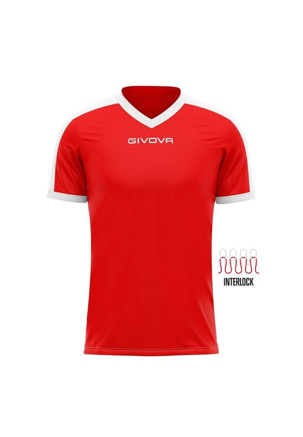 Koszulka piłkarska dla dorosłych Givova Revolution Interlock. Kolor: czerwony, biały, wielokolorowy. Materiał: poliester. Sport: piłka nożna