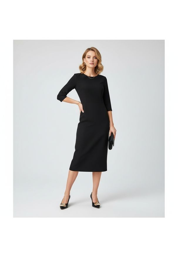 CheBello - Czółenka damskie Chebello, ze skóry licowej elegancką broszką i stabilna szpilką, czarne, 4929_-160-000-PSK-S380. Okazja: do pracy. Kolor: czarny. Materiał: skóra. Wzór: aplikacja. Obcas: na obcasie. Styl: elegancki. Wysokość obcasa: niski