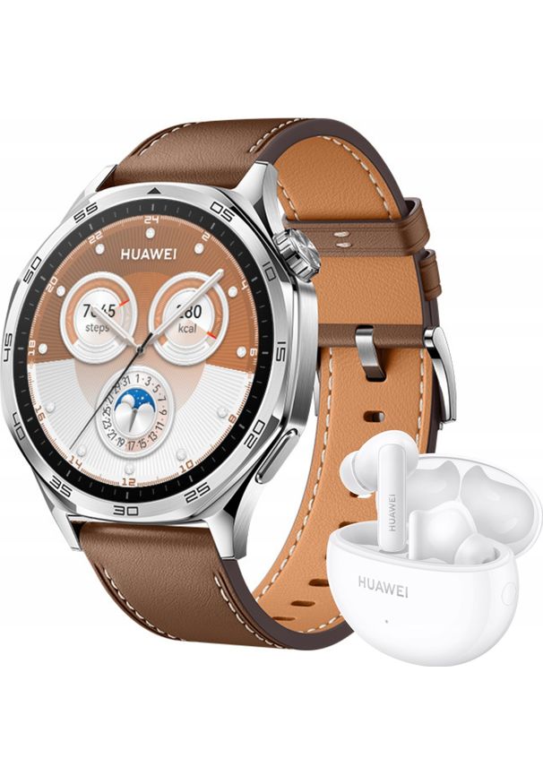 HUAWEI - Smartwatch Huawei Huawei Watch GT 5 46mm Classic Brązowy. Rodzaj zegarka: smartwatch. Kolor: brązowy