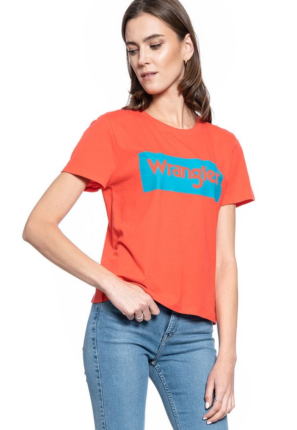 Wrangler - DAMSKI T-SHIRT WRANGLER LOGO TEE BITTERSWEET RED W7P3EVXBO 112132041