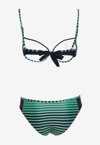 Born2be - Zielone Bikini 2-Częściowe w Paski Biustonosz na Cienkich Ramiączkach i Majtki Figi Catara. Kolor: zielony. Wzór: paski #3