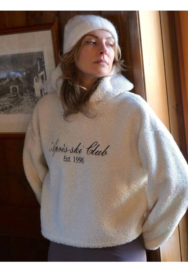 Reserved - Bluza ze sztucznego baranka - złamana biel