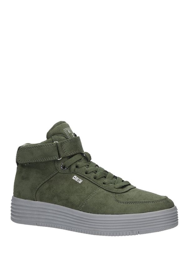 Big-Star - zielone sneakersy trampki sznurowane big star bb274648. Kolor: zielony. Materiał: materiał. Szerokość cholewki: normalna