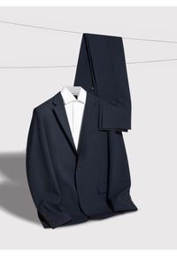 Pako Lorente - PAKO LORENTE – Gładka granatowa marynarka garniturowa. Kolor: niebieski. Materiał: wełna, poliester, elastan. Wzór: gładki. Styl: klasyczny #6