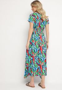 Born2be - Niebieska Bawełniana Sukienka z Abstrakcyjnym Wzorem Emilisse. Okazja: na co dzień. Kolor: niebieski. Materiał: bawełna. Styl: casual, klasyczny #7