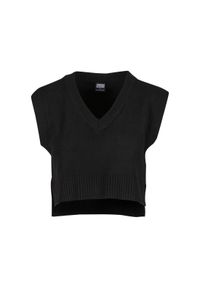 Damski sweter z dzianiny Urban Classics Soft. Typ kołnierza: dekolt w kształcie V. Kolor: czarny. Materiał: dzianina. Długość rękawa: bez rękawów. Sezon: zima #1