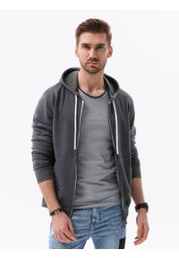 Ombre Clothing - Zestaw bluz męskich rozpinanych z kapturem BASIC 2-pak - mix V5 Z33 - XL. Typ kołnierza: kaptur. Kolor: szary. Materiał: bawełna, poliester