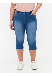 Zizzi Szorty jeansowe O10305H Niebieski Slim Fit. Kolor: niebieski. Materiał: syntetyk, bawełna