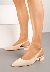 Born2be - Beżowe Sandały Vices na Stożkowym Obcasie ze Skórzaną Wkładką i Odkrytą Piętą Selandra. Kolor: beżowy. Materiał: skóra. Sezon: lato. Obcas: na obcasie. Wysokość obcasa: średni #1