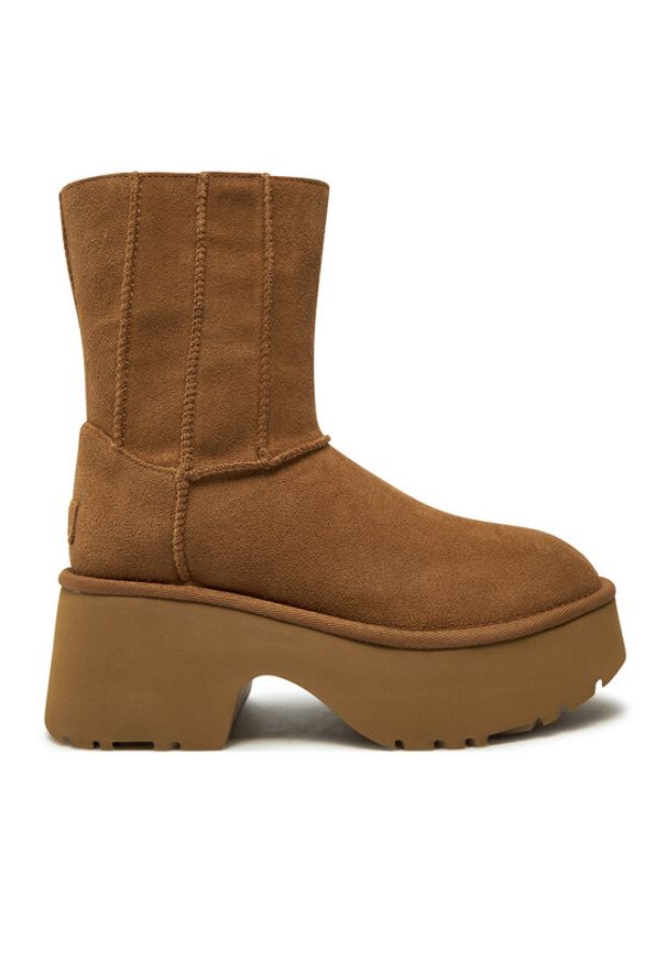 Ugg Botki W Classic Twin Seam New Heights 1158313 Brązowy. Kolor: brązowy. Materiał: skóra