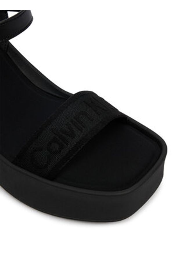 Calvin Klein Sandały Wedge 70 Sndl Webbing Lth HW0HW02882 Czarny. Kolor: czarny. Materiał: materiał