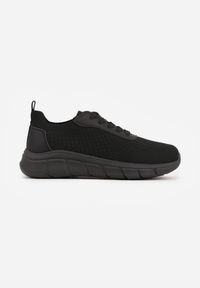 Born2be - Czarne Minimalistyczne Buty Sportowe z Siateczki na Tłoczonej Podeszwie Zanera. Okazja: na co dzień, na spacer. Kolor: czarny. Materiał: jeans. Szerokość cholewki: normalna. Sport: turystyka piesza, fitness, joga i pilates #7