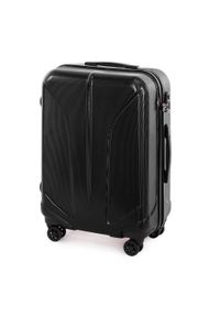 Wittchen - Średnia walizka z polikarbonu żłobiona. Kolor: czarny. Materiał: guma #6