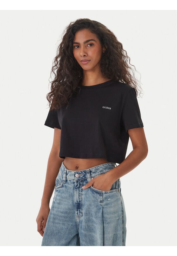 Guess T-Shirt V6GI17 K2984 Czarny Regular Fit. Kolor: czarny. Materiał: bawełna