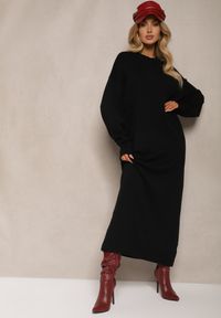 Renee - Czarna Pudełkowa Sukienka z Dzianiny z Wiskozą Maziala. Okazja: na co dzień. Kolor: czarny. Materiał: wiskoza, dzianina. Długość rękawa: długi rękaw. Styl: casual, elegancki
