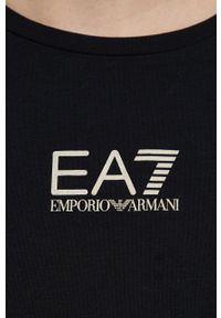 EA7 Emporio Armani T-shirt damski kolor czarny. Okazja: na co dzień. Kolor: czarny. Wzór: nadruk. Styl: casual