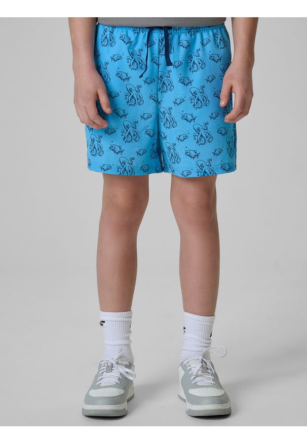 4f - 4F Spodenki plażowe boardshorty chłopięce - niebieskie 158/164 (12-14 lat). Kolor: niebieski. Materiał: materiał