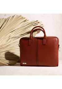 Wittchen - Torba na laptopa 11’’/12’’ skórzana z przeszyciem na środku brązowa. Kolor: brązowy. Materiał: skóra. Wzór: haft. Styl: casual, elegancki #5