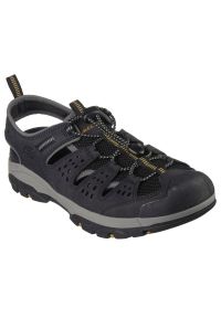 skechers - Sandały Skechers Menard M 205113 Blk czarne. Zapięcie: bez zapięcia. Kolor: czarny. Materiał: syntetyk, materiał. Obcas: na obcasie. Wysokość obcasa: średni